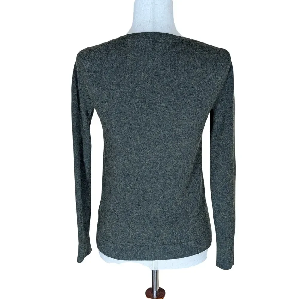 J.CREW Sweater Women XS Olive Green Heather Teddie Pullover Cotton Merino Wool